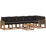 vidaXL Zunanja garnitura za sedenje z blazino 7 pcs Naravna in črna, (5000281608) | Shoptok.si
