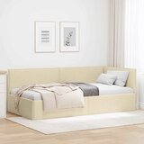  Kutni okvir kreveta s uzglavljem Krema 80 x 200 cm tkanina | shoptok.hr