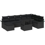 vidaXL 9-dijelni set vrtnog namještaja s jastucima Crni Poli Ratan, 2-sjedalni vrtni sofa s pohranom i jastucima Crni Poli Ratan Cijene