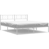 The Living Store Kovinski posteljni okvir z vzglavjem bel 183x213 cm - Kovinski Posteljni Okvir, (21449101) | Shoptok.si