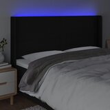  LED uzglavlje crno 203 x 16 x 118/128 cm od tkanine | shoptok.hr