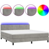 The Living Store Box spring postelja z vzmetnico LED svetlo siva 180x200cm žamet - Box Spring Postelja, (21489596) | Shoptok.si