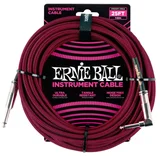 Ernie Ball kabel P06062 - 25FT(7,62m) BRAIDED 6,3mm - 6,3mm L instrument - BLK/RED boja