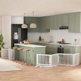 vidaXL Ograda za pse z vrati zložljiva 12 panelov bela 960 cm les | Shoptok.si