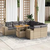 Maison Chic Seti vrtnega pohištva - Vrtna garnitura 9-delna z blazinami bež poli ratan, (21796016) | Shoptok.si