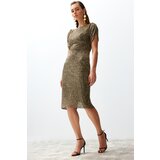 Trendyol Gold Fitted Glitter Sequin Elegant Evening Dress | Shoptok.si