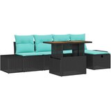 vidaXL Vrtna sedežna garnitura 6 pcs Črna poli ratan, (5000145127) | Shoptok.si