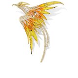INF Broška s feniksom iz emajla Yellow, (21686047) | Shoptok.si