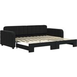vidaXL Izvlečna dnevna postelja črna 90x200 cm žamet | Shoptok.si