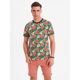 Ombre Men's full print floral pattern cotton t-shirt - black | Shoptok.si