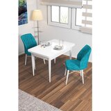 Hanah home trpezarijski set Arp, sto i 2 stolice, bela ploča, tirkizna tkanina Babyface | Eponuda.com