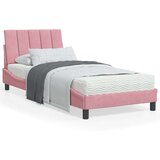  Okvir za krevet s uzglavljem ružičasti 90x190 cm baršunasti | shoptok.hr
