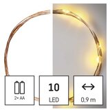  LED božična nano veriga bakrena, 0,9 m, 2x AA, notranja, topla bela, časovnik | Shoptok.si