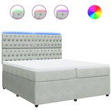 vidaXL Box spring postelja z vzmetnico svetlo siva 200x200 cm žamet, (21309647) | Shoptok.si