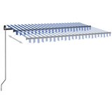 Tenda na ručno uvlačenje s LED svjetlom 450x300 cm plavo-bijela | shoptok.hr