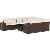 vidaXL 11-dijelni set vrtnih sofa od poliratana s jastucima smeđi | shoptok.hr