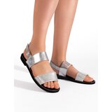 Shelvt Women's Silver Flat Sandals | shoptok.hr