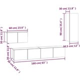  Komplet TV omaric 4-delni dimljen hrast inženirski les, (20734530) | Shoptok.si