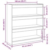  Knjižna ormarić/pregrada u hrastu - 100x30x103cm izrađeno od konstruiranog drva | shoptok.hr