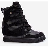 Boto Leather Boots With Wedge Laces Black Amria | Shoptok.si