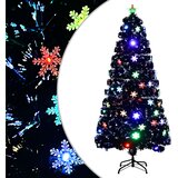 Božićno drvce s LED pahuljama crno 150 cm od optičkih vlakana | shoptok.hr