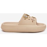 VINCEZA Women's Foam Slippers With Embellishments Beige 76055 | shoptok.hr