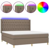vidaXL Krevet box spring s madracem LED smeđesivi 180x200 cm tkanina | shoptok.hr