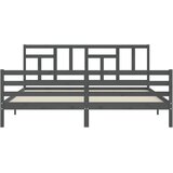  Okvir za krevet s uzglavljem sivi 200 x 200 cm od masivnog drva | shoptok.hr