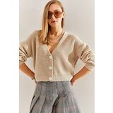 Bianco Lucci Women's Three-Button Corded Knitwear Cardigan cene