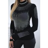 Kesi Knitted blouse with turtleneck and cubic zirconia motif black | Eponuda.ba