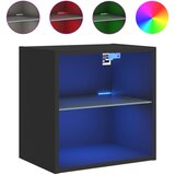 Maison Chic Nočna omarica - Nočna miza z LED lučkami stenska črna, (21690289) | Shoptok.si