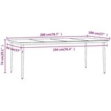  7-dijelni vrtni blagovaonski set s jastucima crni Crna Dužina stola 200 cm | shoptok.hr