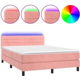 The Living Store Box spring postelja z vzmetnico LED roza 80x200 cm žamet - Box Spring Postelja, (21490442) | Shoptok.si