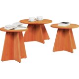 3 Klubska miza 3 pcs Voščeno rjava 49 x 49 x 30 cm Trdna borovina, (5000073419) | Shoptok.si