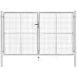 vidaXL Vrtna vrata pocinkano jeklo 306x200 cm srebrna Cene