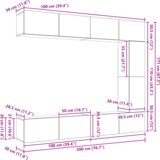 vidaXL Set TV kabineta od 5 dijelova, zidno montiran, crni hrast, konstruirano drvo | shoptok.hr