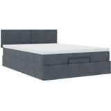 vidaXL Otomanski posteljni okvir z vzmetnico siv 140x190 cm žamet | Shoptok.si