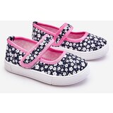 Boto Children's Velcro Ballerinas In Print Navy Blue And Pink Selah | ePonuda.com