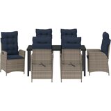  Vrtni set za objed s jastukom 7 pcs Siva i crna Ratan | shoptok.hr