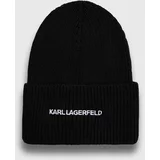 Karl Lagerfeld Kapa s primesjo kašmirja črna barva