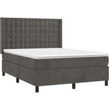  Box spring postelja z vzmetnico LED temno siva 140x190 cm žamet, (20789288) | Shoptok.si