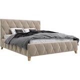 MID.YOU OBLAZINJENA POSTELJA 180 cm x 200 cm , les, kovina, tekstil, leseni material krem barve | Shoptok.si