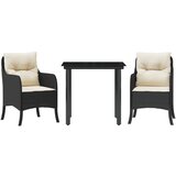  3-dijelni vrtni blagovaonski set s jastucima od poliratana crni Crna Dužina stola 80 cm | Shoptok.si