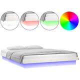  LED okvir kreveta bijeli 135 x 190 cm bračni od masivnog drva | shoptok.hr