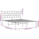 Metalni okvir za krevet s uzglavljem crni 140x190 cm | shoptok.hr