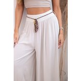 Kesi Włoski Women's wide-leg viscose trousers dark beige | shoptok.hr
