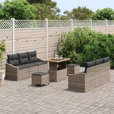  9-dijelni vrtni sofa set s jastučićima sivi poli ratan dvostruka vrtna sofa s jastučićima sivi poli ratan Vrtna garnitura - 3- | shoptok.hr