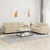  2-dijelni set sofa s jastucima krem od mikrovlakana | shoptok.hr