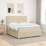  LED okvir za krevet s madracem Krem 140 x 190 cm Tkanina - Krem 140 x 190 cm Dizajn linija | shoptok.hr