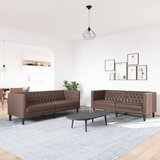  Chesterfield garnitura od 2 dijela, smeđa, umjetna koža | shoptok.hr